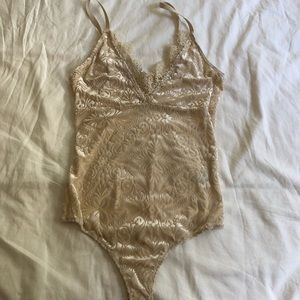 Cream silk and lace bodysuit